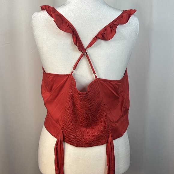 Express V-Neck Wrap Cropped Tank with Ruffled Spaghetti Straps- NWT- XL - Picture 6 of 12